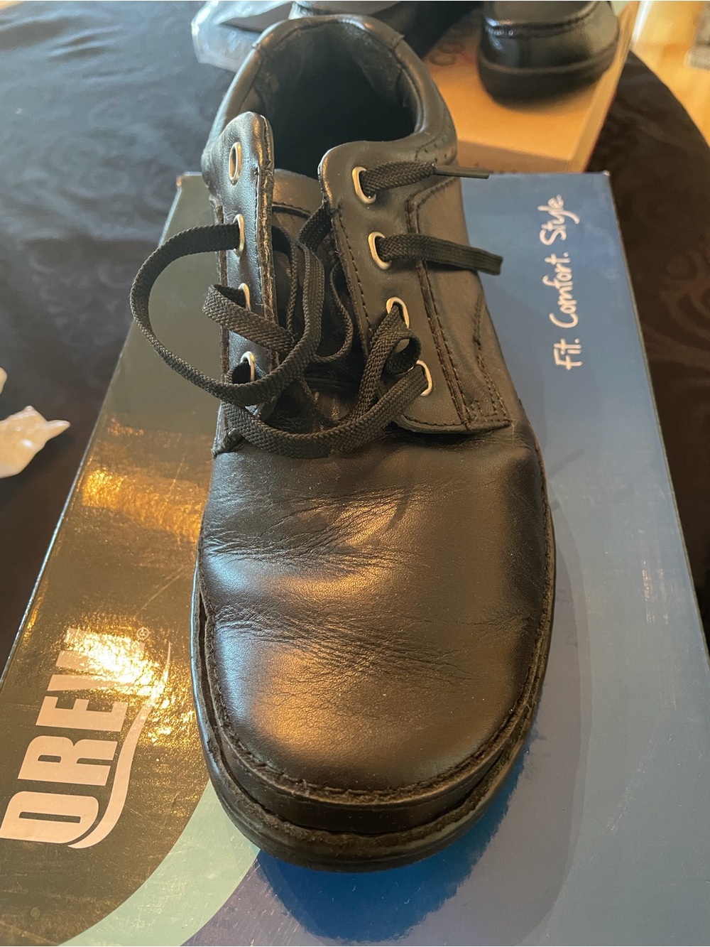 DREW Black Leather Lace-Up Comfort Shoe (Men)